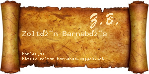 Zoltán Barnabás névjegykártya